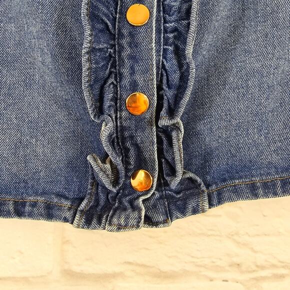 Tommy Bahama Little Girls Ruffled Button Blue Jean Denim Mini Skirt Size XS 4 - Picture 3 of 9